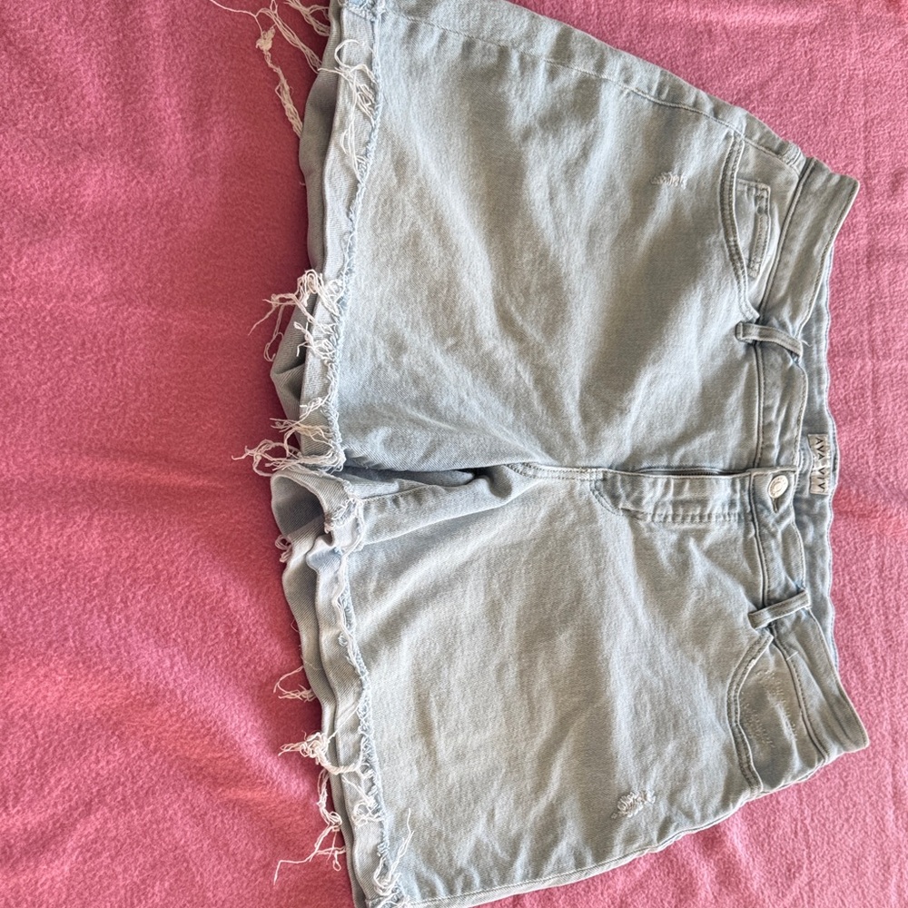 Ava & Viv Light Blue Frayed Jean Shorts